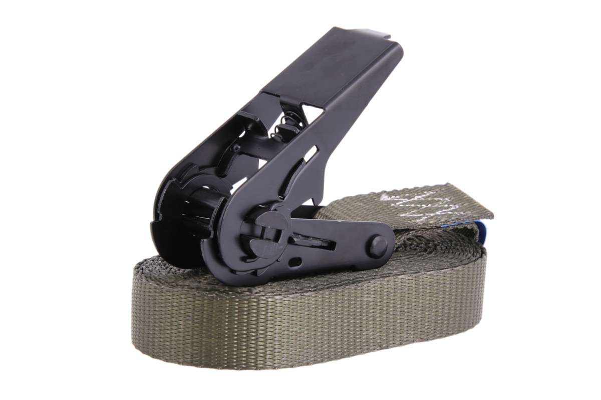 Spanngurt | Zurrgurt olivgrün, 6m, 25mm, LC 900 daN, einteilig, mit Ratsche | SAN00144 - better-camper.de | Mense GmbH