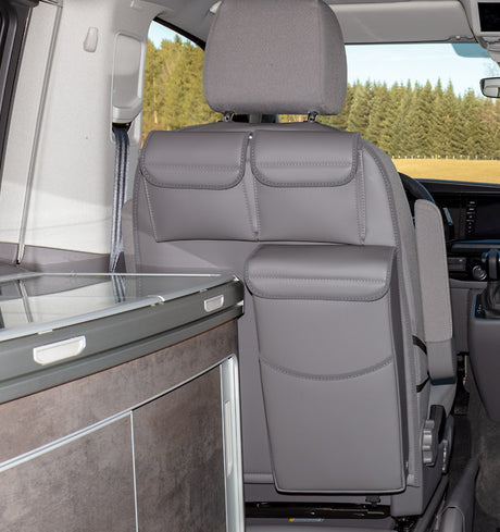 UTILITY | Rückenlehne Fahrersitz mit MULTIBOX | Design "Leder Palladium | 100706801 - better-camper.de | Mense GmbH
