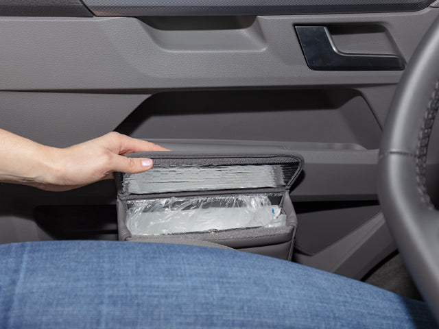 MULTIBOX® | Isoliertasche und/oder Abfallbehälter | VW T6.1 linke FH-Tür | Design "Leder Palladium" | 100706835 - better-camper.de | Mense GmbH