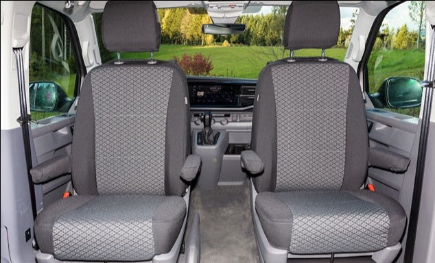 Second Skin® | Schonbezug FH-Sitze | Design "Quadratic" | VW T6.1/T6 Multivan/Beach | 100705761 - better-camper.de | Mense GmbH