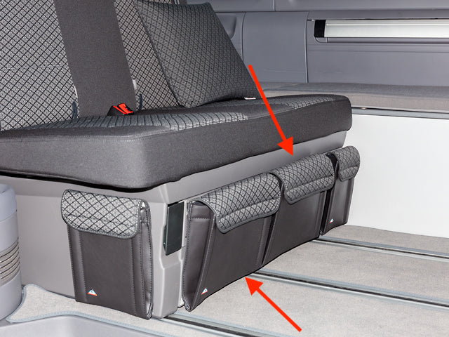 UTILITY | Bettkasten (2er-Bank) Vorderseite mit 2 Taschen | VW T6.1 California Beach | 100706827 - better-camper.de | Mense GmbH
