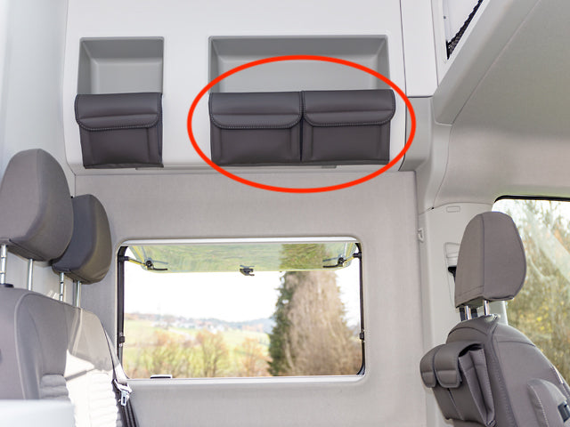 Utility Ablageschrank über Sitzgruppe | Design "Leder Palladium" | VW Grand Cal.680 | 100706846 - better-camper.de | Mense GmbH