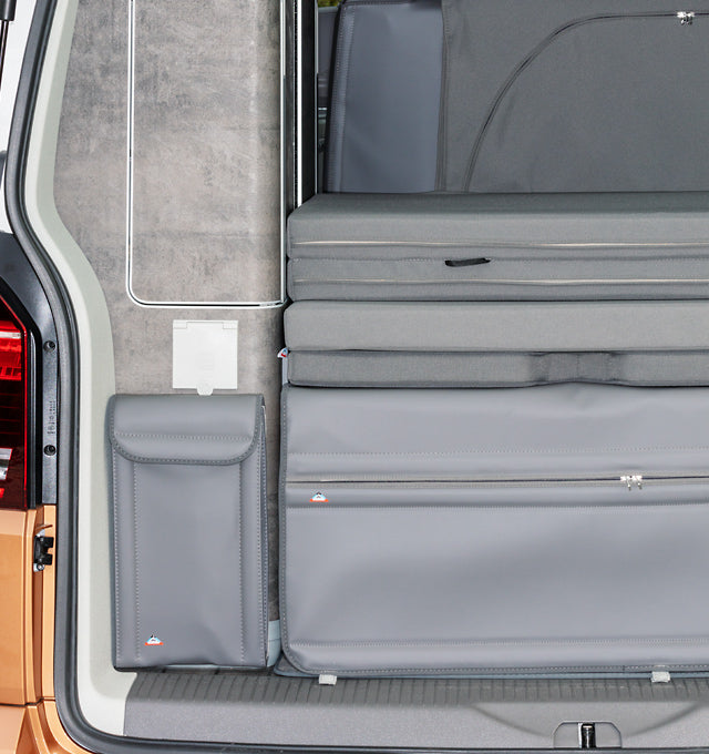 Utility Kleiderschrank Heck o. Staukasten vo/hi, "Leder Palladium", VW T6.1/T6/T5 California/Beach | 100706806 - better-camper.de | Mense GmbH