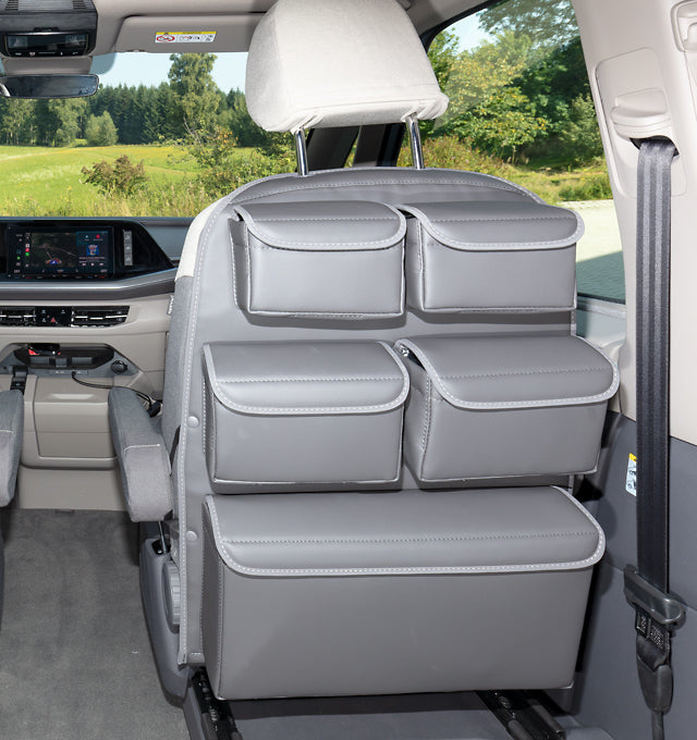 Utility | Rückenlehne Fahrer-/Beifahrersitz (nur Beifahersitz mit Drehsitzen | VW T7 California/Multivan | Design "Leder Raven" | 100706860