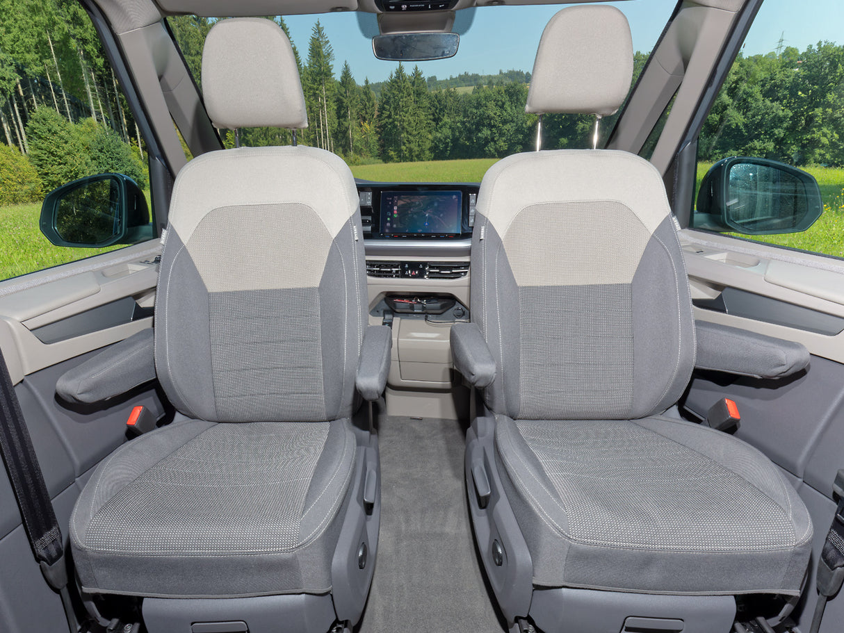 Second Skin® | Schonbezug FH-Sitze (nur für Drehsitze) ohne Kopfstützen | Design "Ribella Sandwick/Raven" | VW T7 California | 100705781