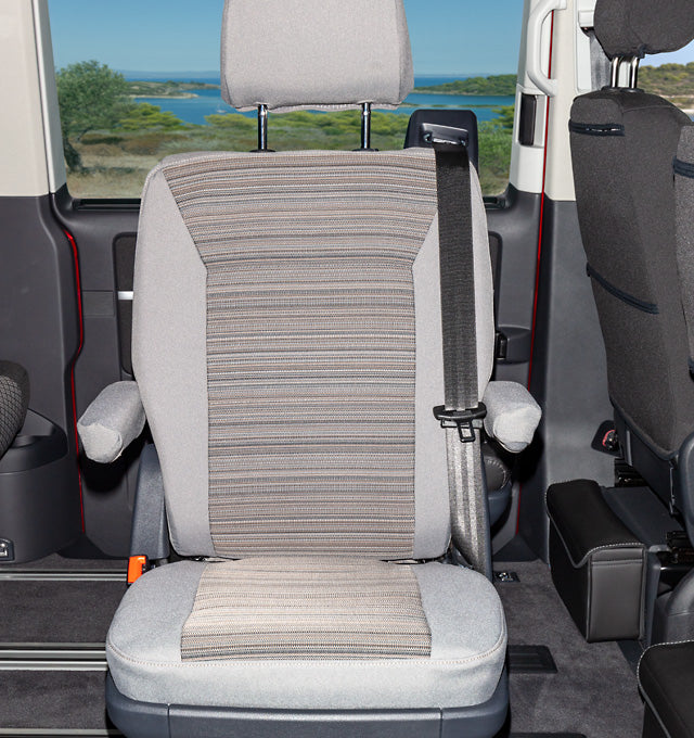 Second Skin® | für 1 Drehsitz in 2. Sitzreihe ohne integrierten Kindersitz | Mixed Dots/Palladium | VW T6.1 California Coast/Beach | 100705771 - better-camper.de | Mense GmbH