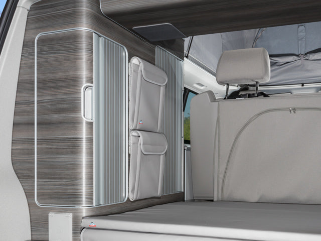 Utility | Kleiderschrank Mitte, zwischen Klappen, ideal in Verbindung mit iXTEND PAD, VW T6/T5 California | Design "Leder Moonrock" | 100706758