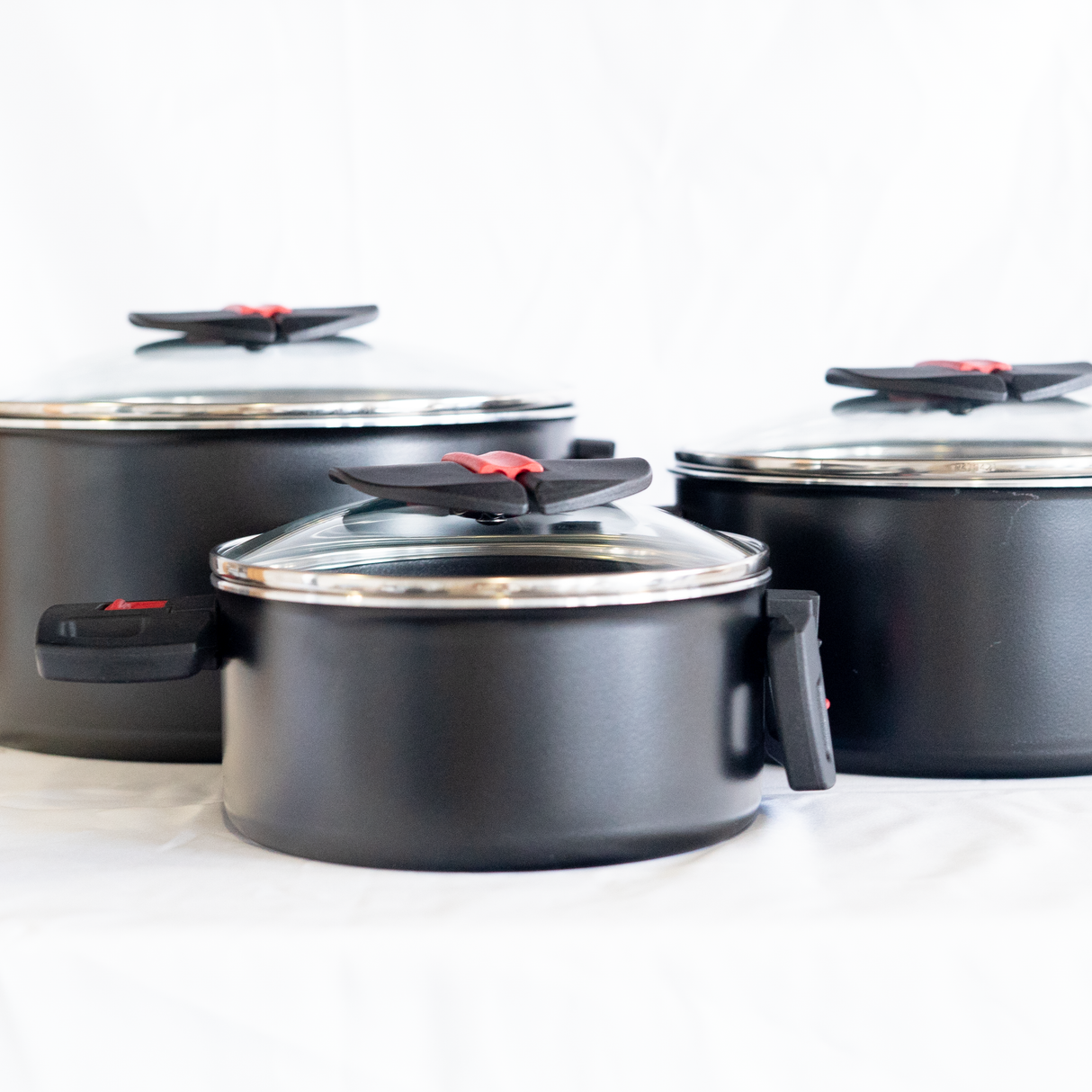 Kochtopfset Click&Cook-System, 6-teilig 3-fach keramische Antihaftversiegelung | 100801003 - better-camper.de | Mense GmbH