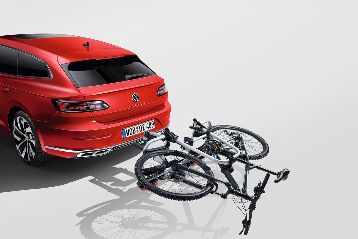 VW Fahrradträger | für die Anhängervorrichtung | 2 Fahrräder | großer Abklappwinkel | 000071105G - better-camper.de | Mense GmbH