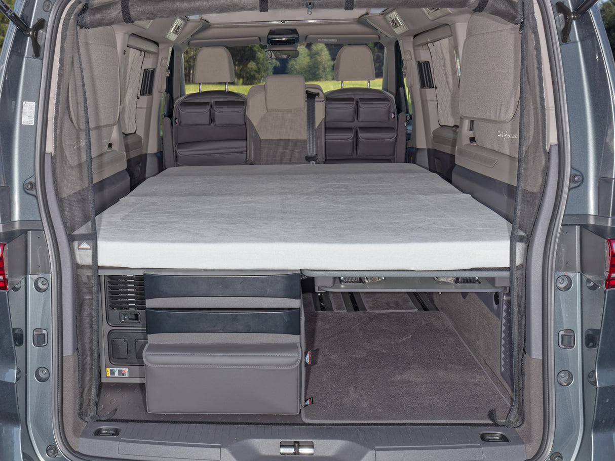 iXTEND® | Spannbettlaken Original-Faltbett | Design "Nicki-Plüsch" Weiß | VW T7 California Beach Camper/Tour | 100707638