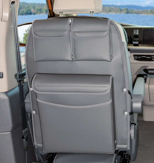 UTILITY mit MULTIBOX Maxi für Fahrerhaussitze | VW T7 Multivan | Design "Leder Raven" | 100706855