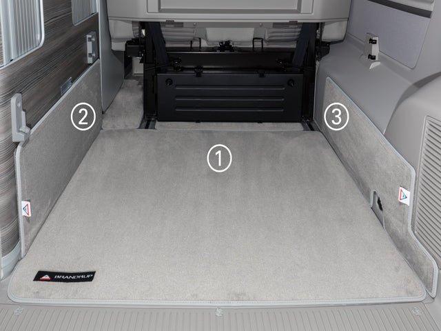 Veloursteppich | für den Heckladeraum | "Palladium" | VW T6/T5 California Ocean, Coast, Comfortline | 100708625 - better-camper.de | Mense GmbH