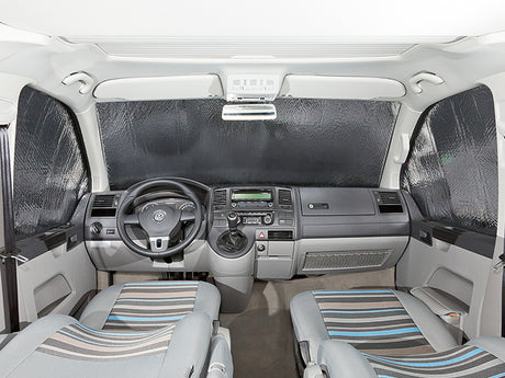 ISOLITE® | Inside Fahrerhausfenster, 3teilig, | VW T6.1 mit trapezförmigem Spiegelfuß und Navi | 100701562
